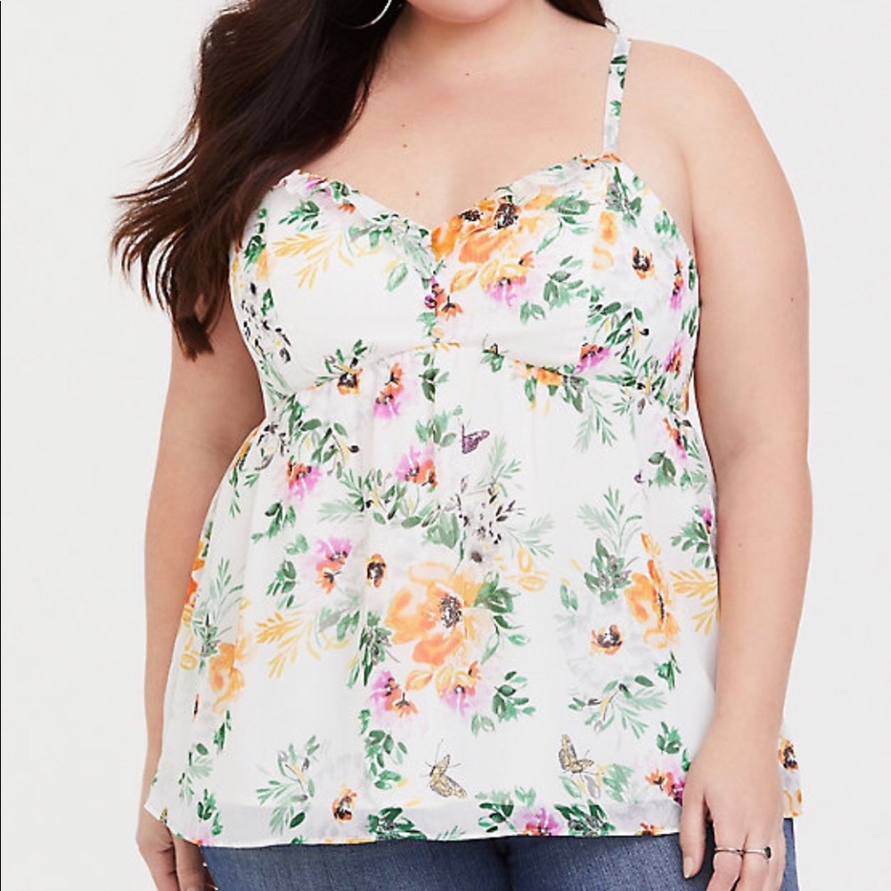 CLEARANCE Torrid Ivory Chiffon Floral Cami Top